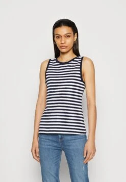 Anna Field Top - Dark Blue/White