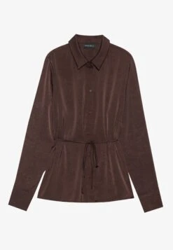 Anna Field SATIN SHIRT WITH BELT - Button-down Blouse - Coffee Bean -Fashion a47886a62d9d4569b82ae865f9eb094a