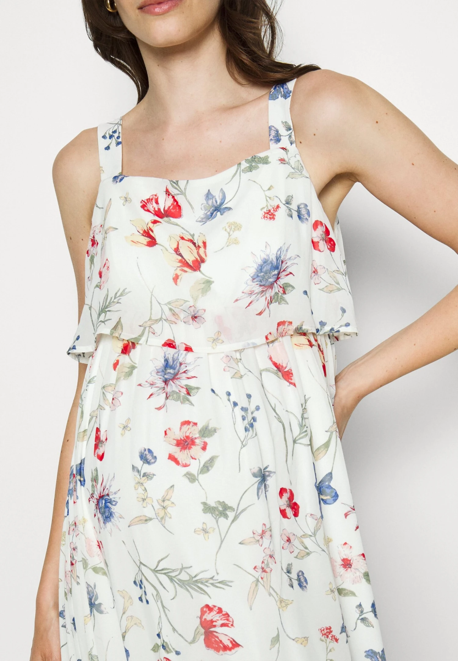 Woven Mama Maxi Dress Nursing Function- Maxi Dress - White/Red 6 Woven Mama Maxi Dress Nursing Function- Maxi Dress - White/Red - Image 6