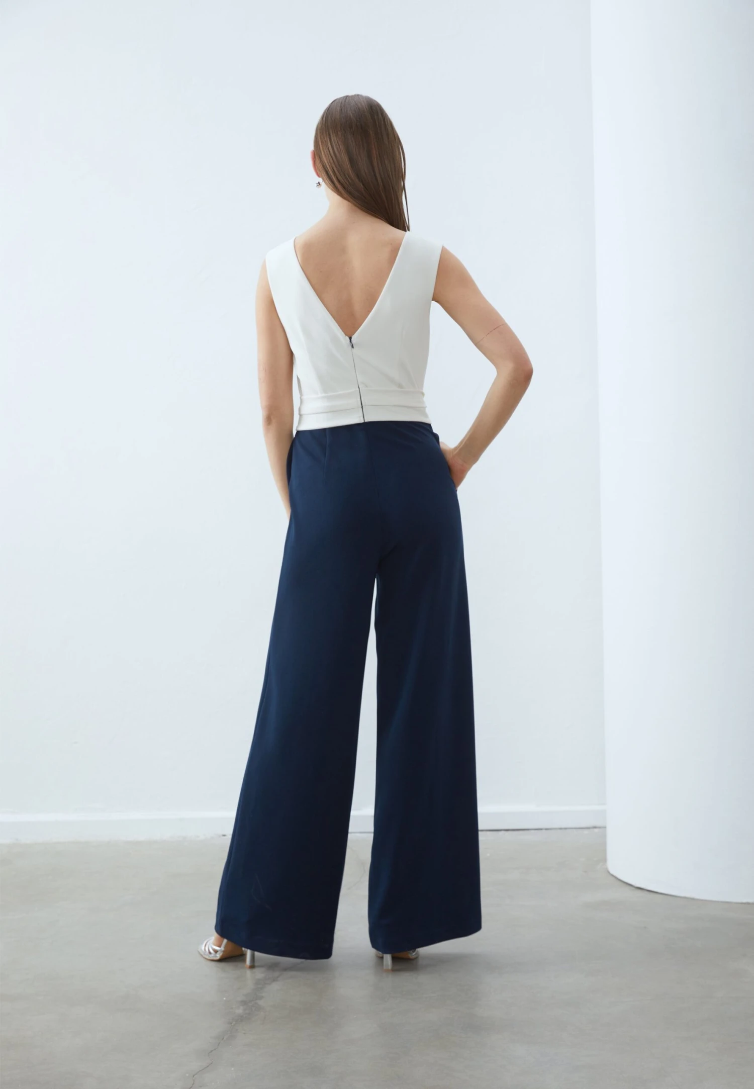 Anna Field 2IN1 WIDE LEG - Jumpsuit - White/dark Blue 3 Anna Field 2IN1 WIDE LEG - Jumpsuit - White/dark Blue - Image 3