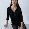 Anna Field ZIP TUNIC - Blouse - Black