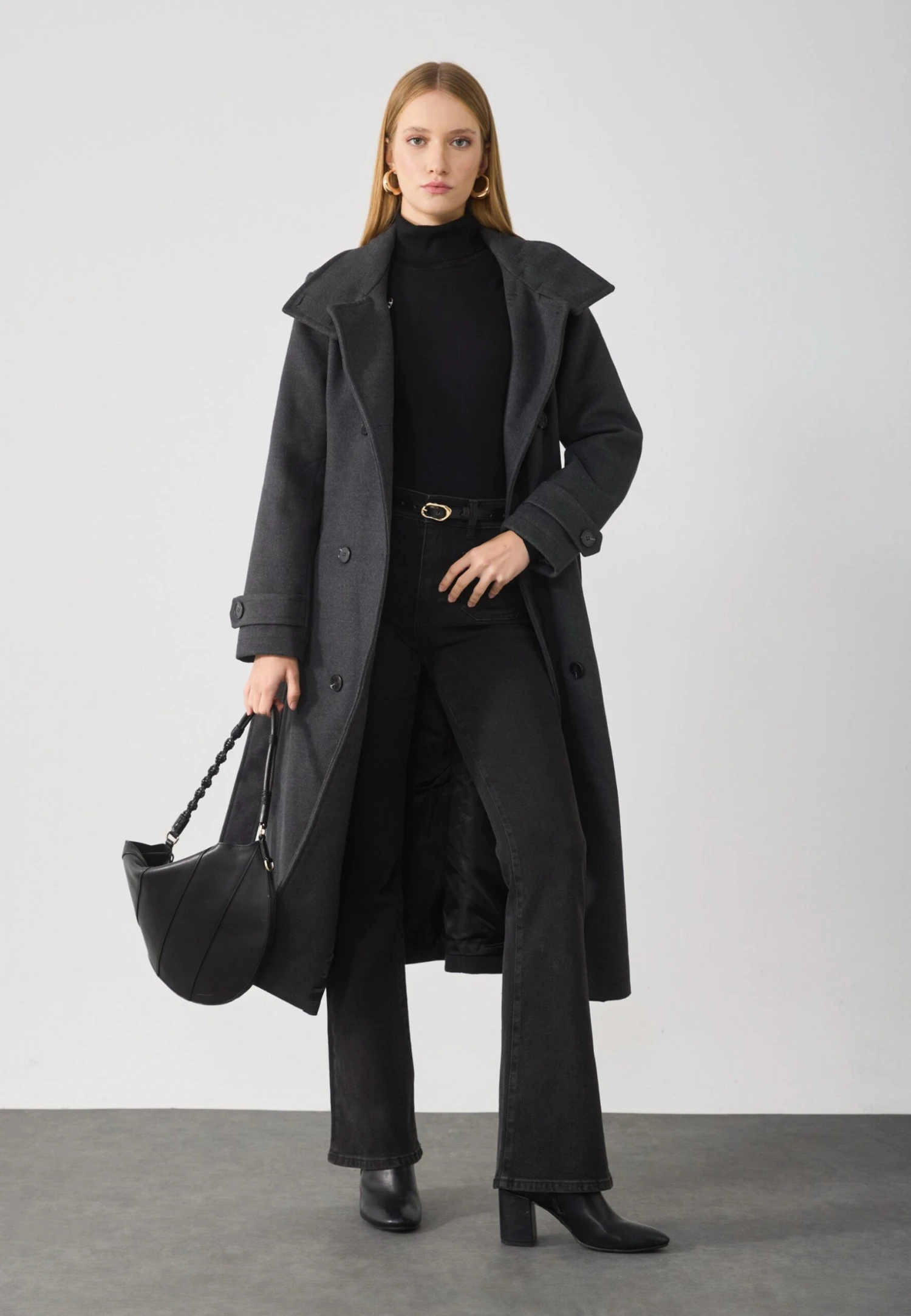 Anna Field Classic Coat - Dark Grey 2 Anna Field Classic Coat - Dark Grey - Image 2