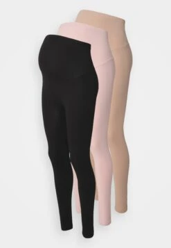 3 PACK - Leggings - Trousers - Black/taupe/light Pink -Fashion bc9232e66e4c42a7924f8019d6b7f013