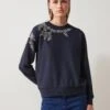 Anna Field RHINESTONE FLOWER SWEATER - Sweatshirt - Dark Blue