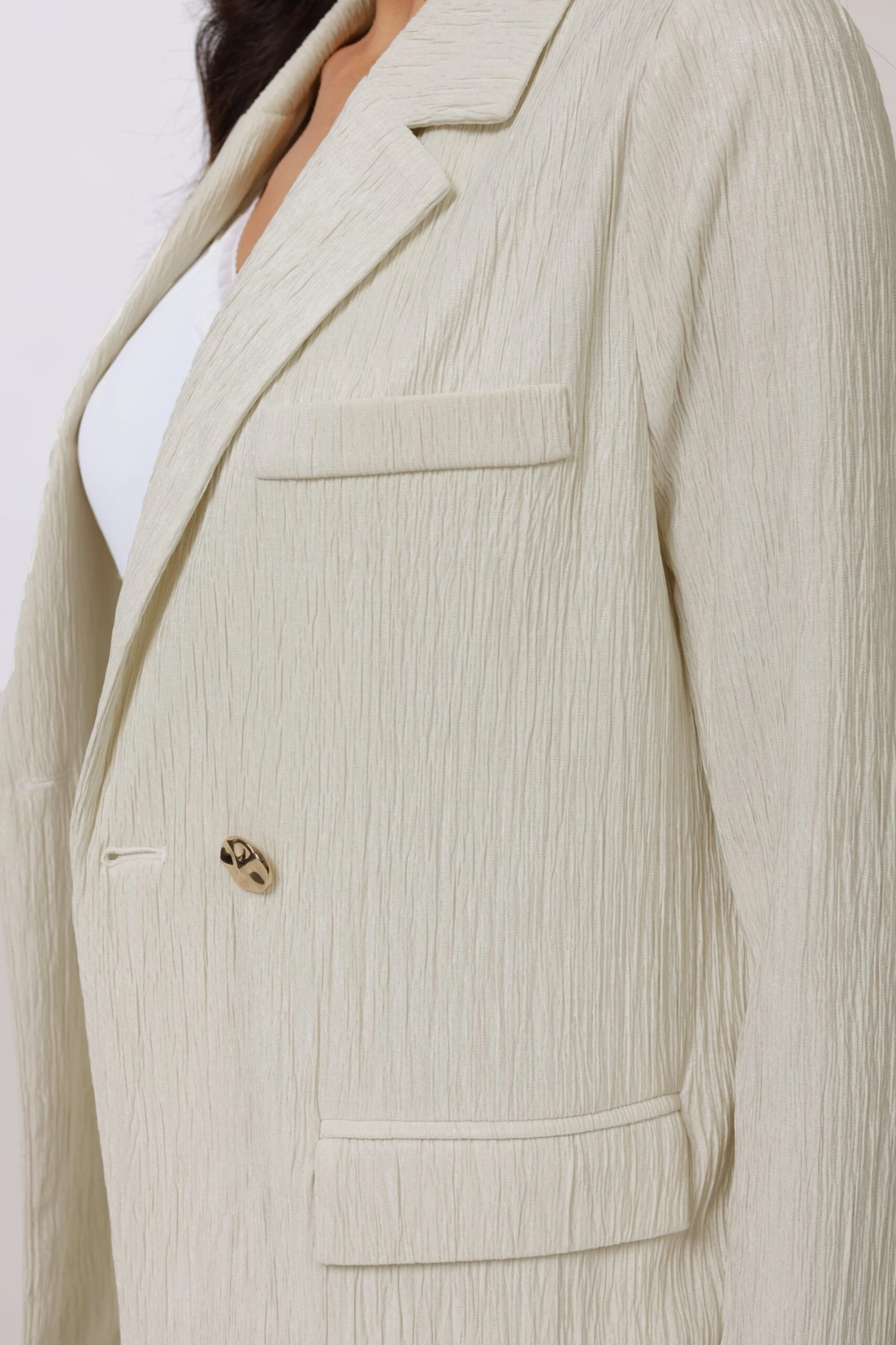 Anna Field TEXTURED CRINKLED - Blazer - Cream 5 Anna Field TEXTURED CRINKLED - Blazer - Cream - Image 5