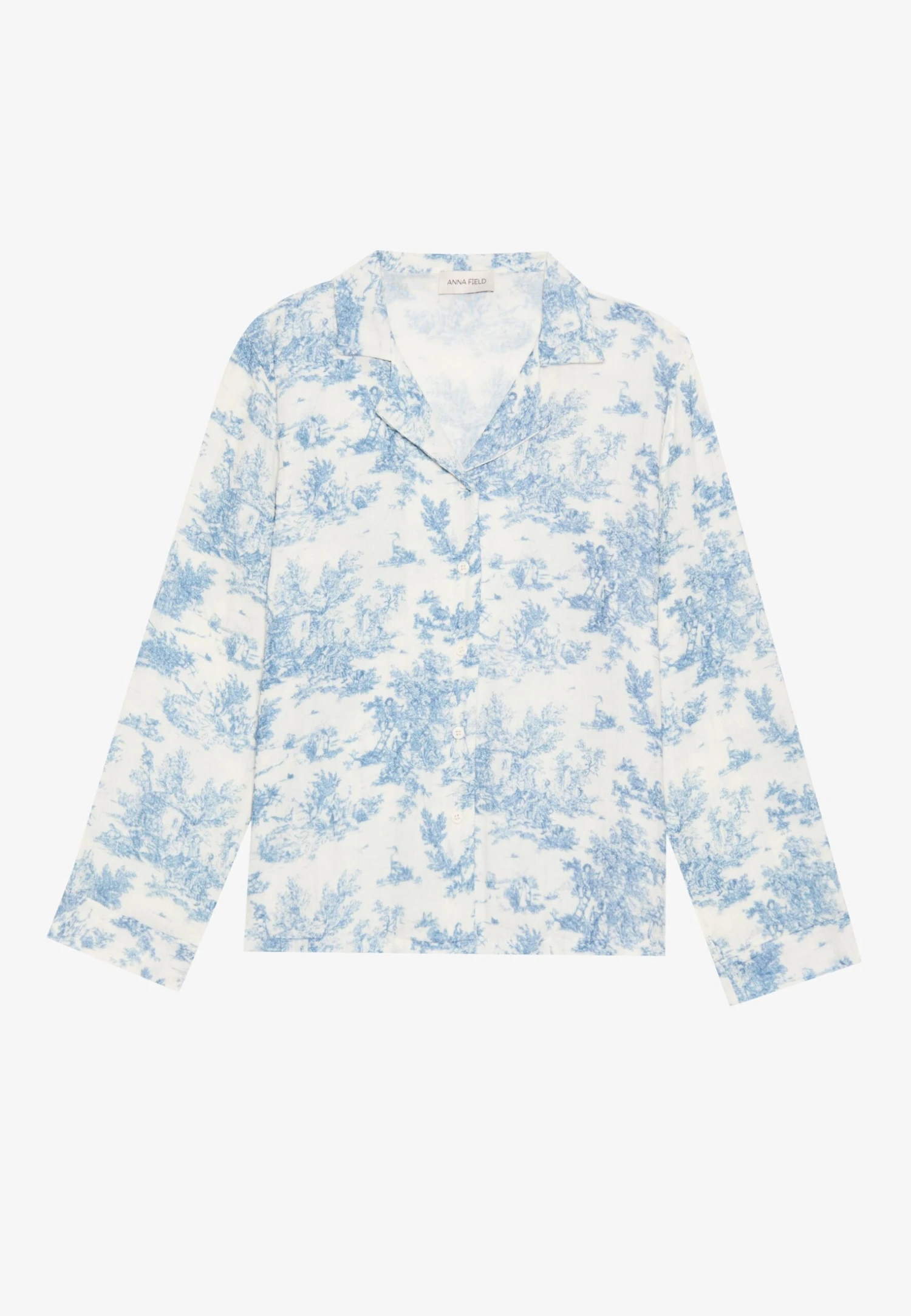 Anna Field SOFT MUSLIN COTTON PRINTED SET - Pyjama Set - White/blue 6 Anna Field SOFT MUSLIN COTTON PRINTED SET - Pyjama Set - White/blue - Image 6