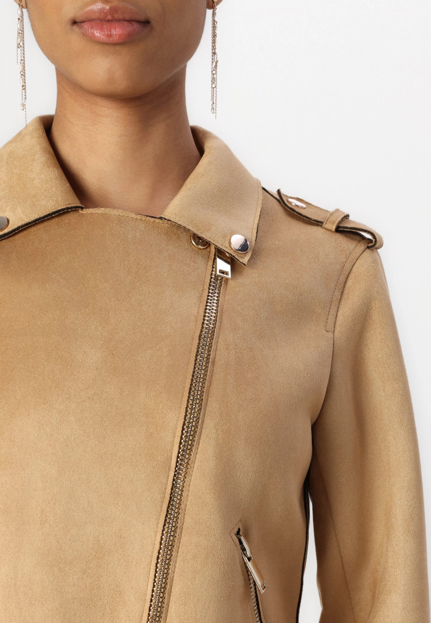 Anna Field Faux Leather Jacket - Beige 6 Anna Field Faux Leather Jacket - Beige - Image 6