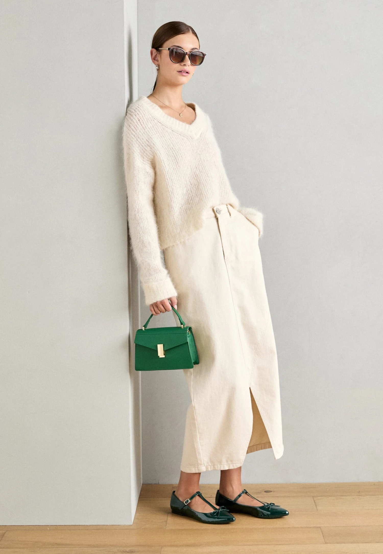 Ankle Strap Ballet Pumps - Dark Green 3 Ankle Strap Ballet Pumps - Dark Green - Image 3