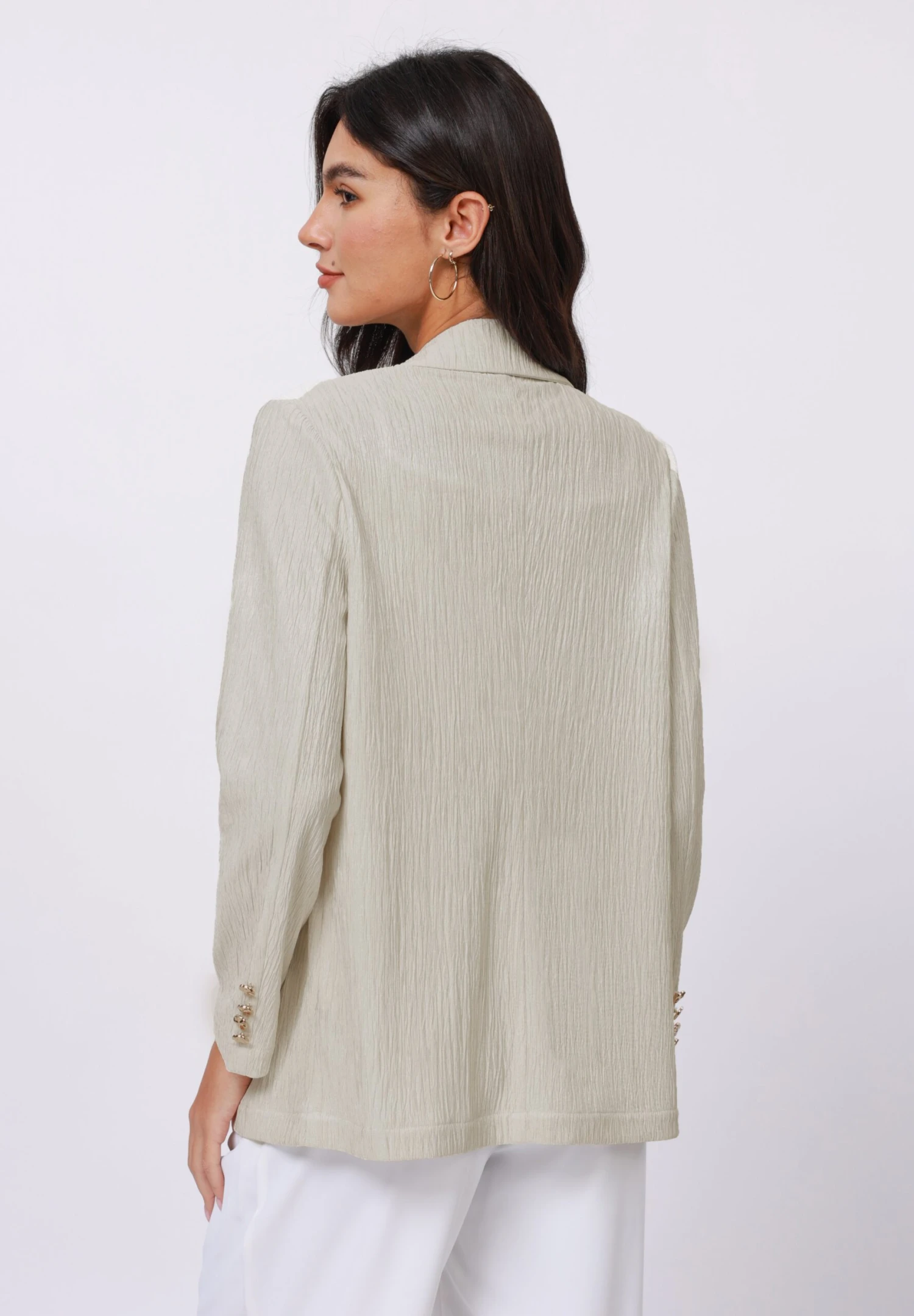 Anna Field TEXTURED CRINKLED - Blazer - Cream 3 Anna Field TEXTURED CRINKLED - Blazer - Cream - Image 3