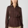 Anna Field SATIN SHIRT WITH BELT - Button-down Blouse - Coffee Bean