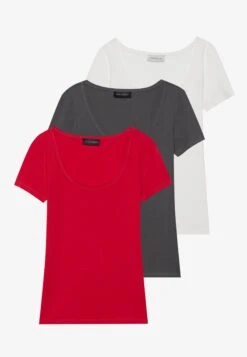 Anna Field 3 PACK - Basic T-shirt - Mottled Light Grey/white/mustard Yellow -Fashion e4a6cb08c0714edea9a2aa79ddb7e650