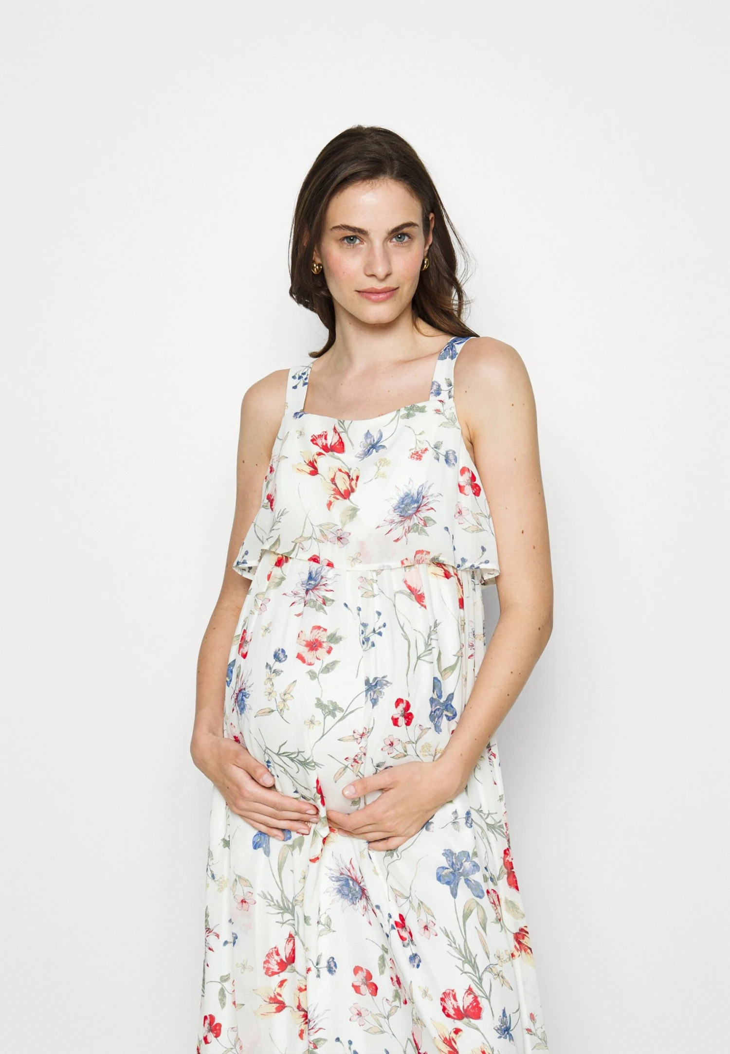 Woven Mama Maxi Dress Nursing Function- Maxi Dress - White/Red 4 Woven Mama Maxi Dress Nursing Function- Maxi Dress - White/Red - Image 4