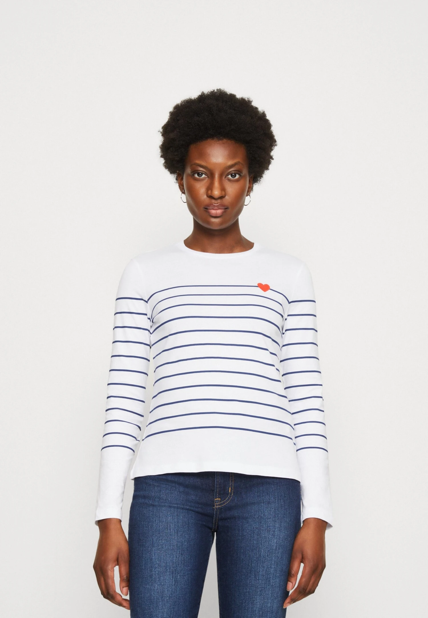 Anna Field Long Sleeved Top - White/Dark Blue 1 Anna Field Long Sleeved Top - White/Dark Blue