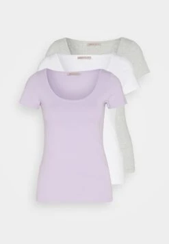 Anna Field 3 Pack - Basic T-Shirt - Purple/White/Mottled Light Grey -Fashion ea599051637b41e2bfffcd2a4b84a87e
