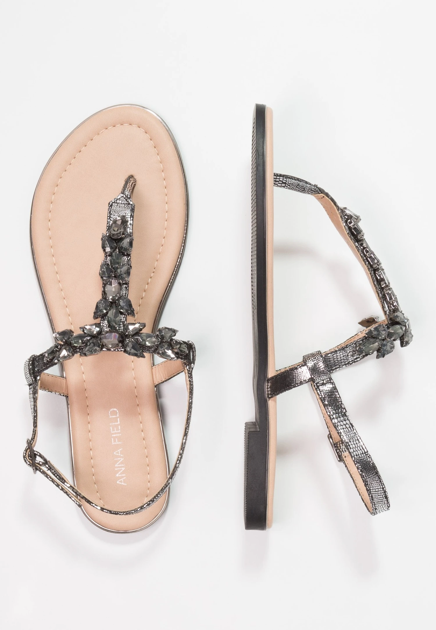 Anna Field T-Bar Sandals - Dark Gray 3 Anna Field T-Bar Sandals - Dark Gray - Image 3