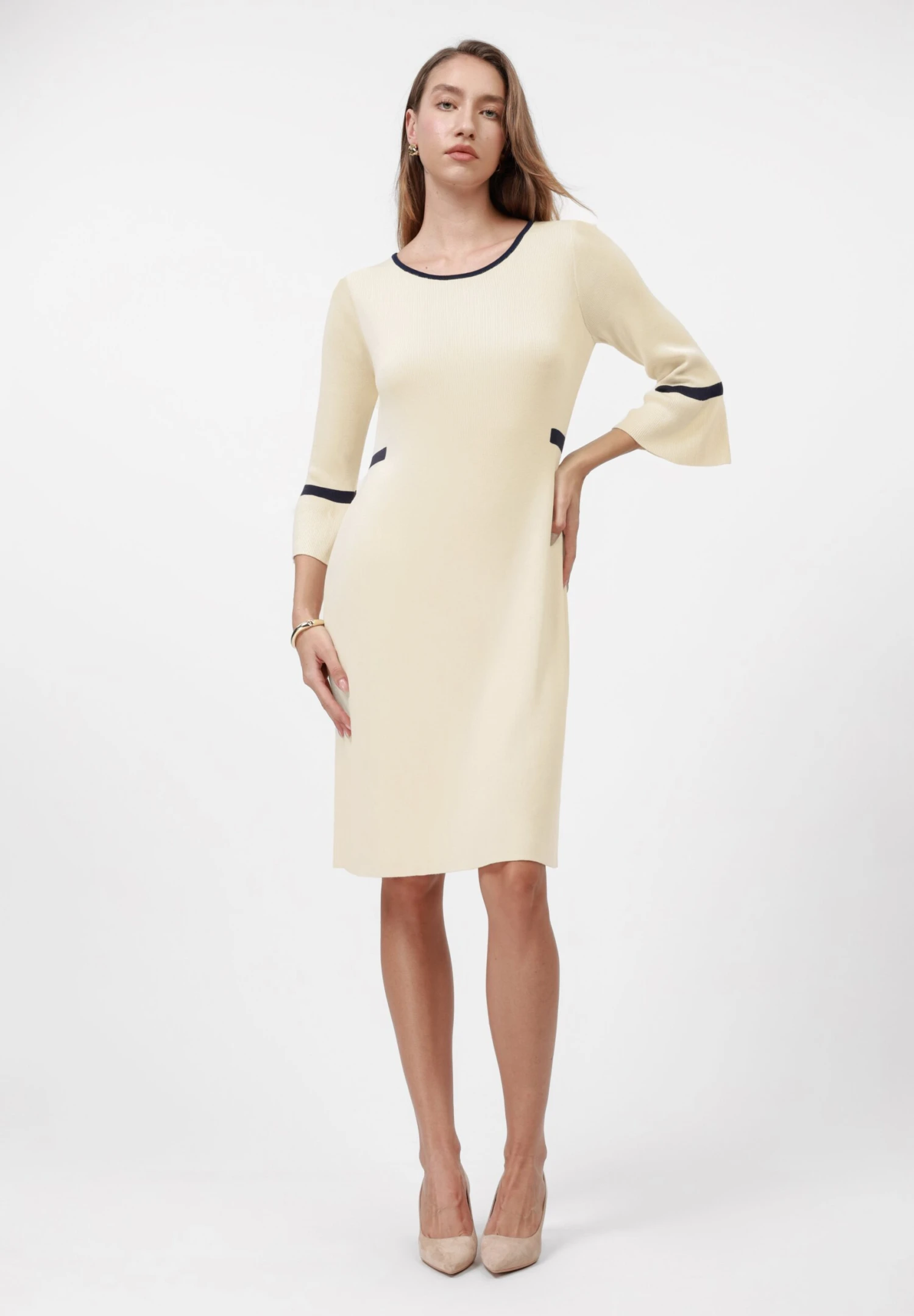 Anna Field Jumper Dress - Ecru/navy 2 Anna Field Jumper Dress - Ecru/navy - Image 2