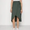 Anna Field Basic Wrap Over Midi Skirt- A-Line Skirt - Light Green
