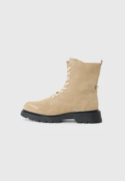 LEATHER - Lace-up Ankle Boots - Beige