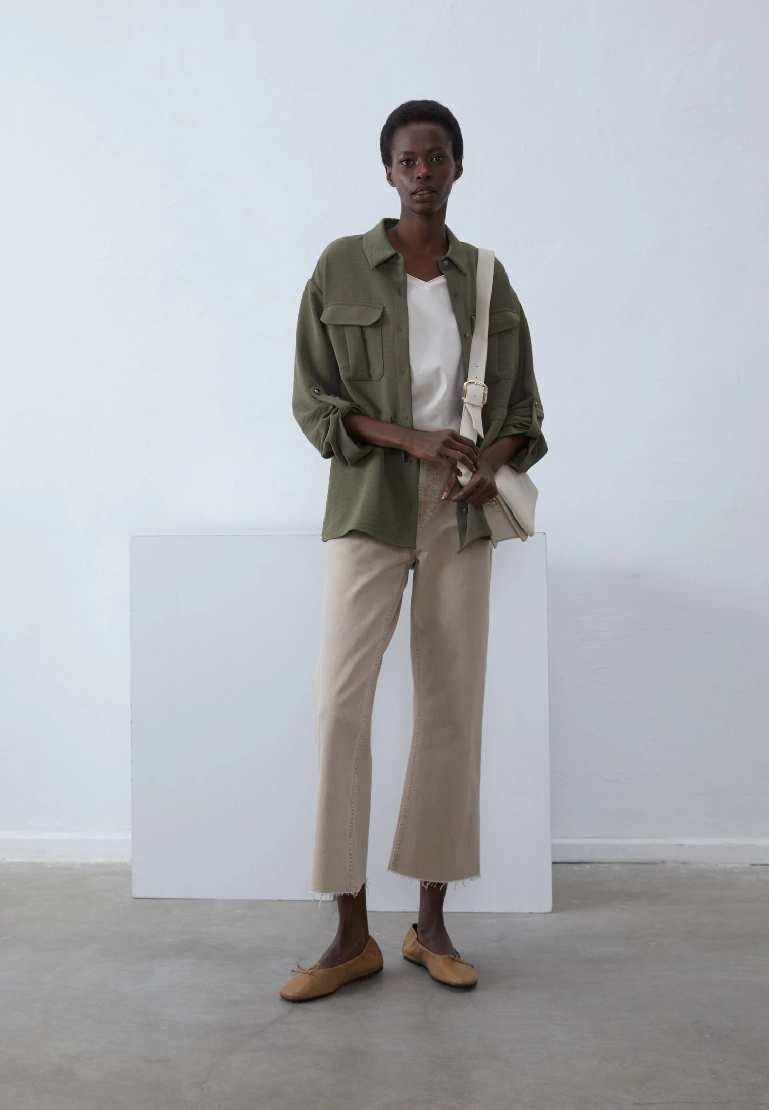 Anna Field Button-down Blouse - Olive 2 Anna Field Button-down Blouse - Olive - Image 2