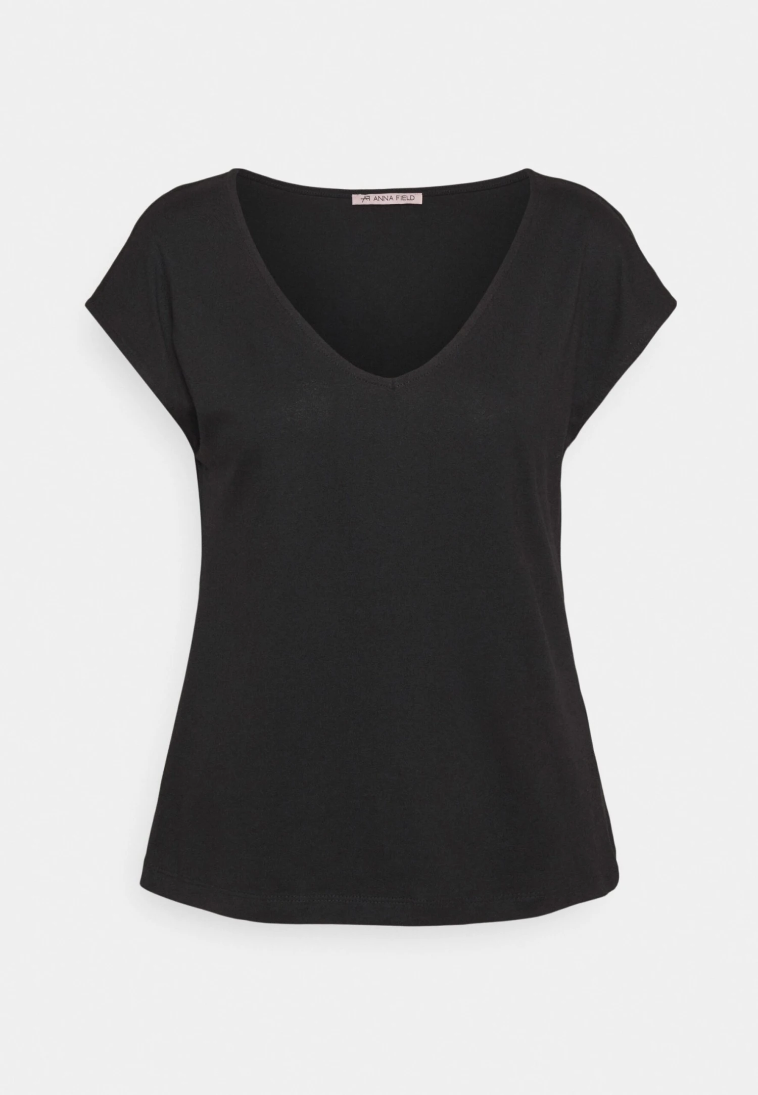 Anna Field Basic V Neck Drop Shoulder 2 Pack- Basic T-Shirt - Black 2 Anna Field Basic V Neck Drop Shoulder 2 Pack- Basic T-Shirt - Black - Image 2