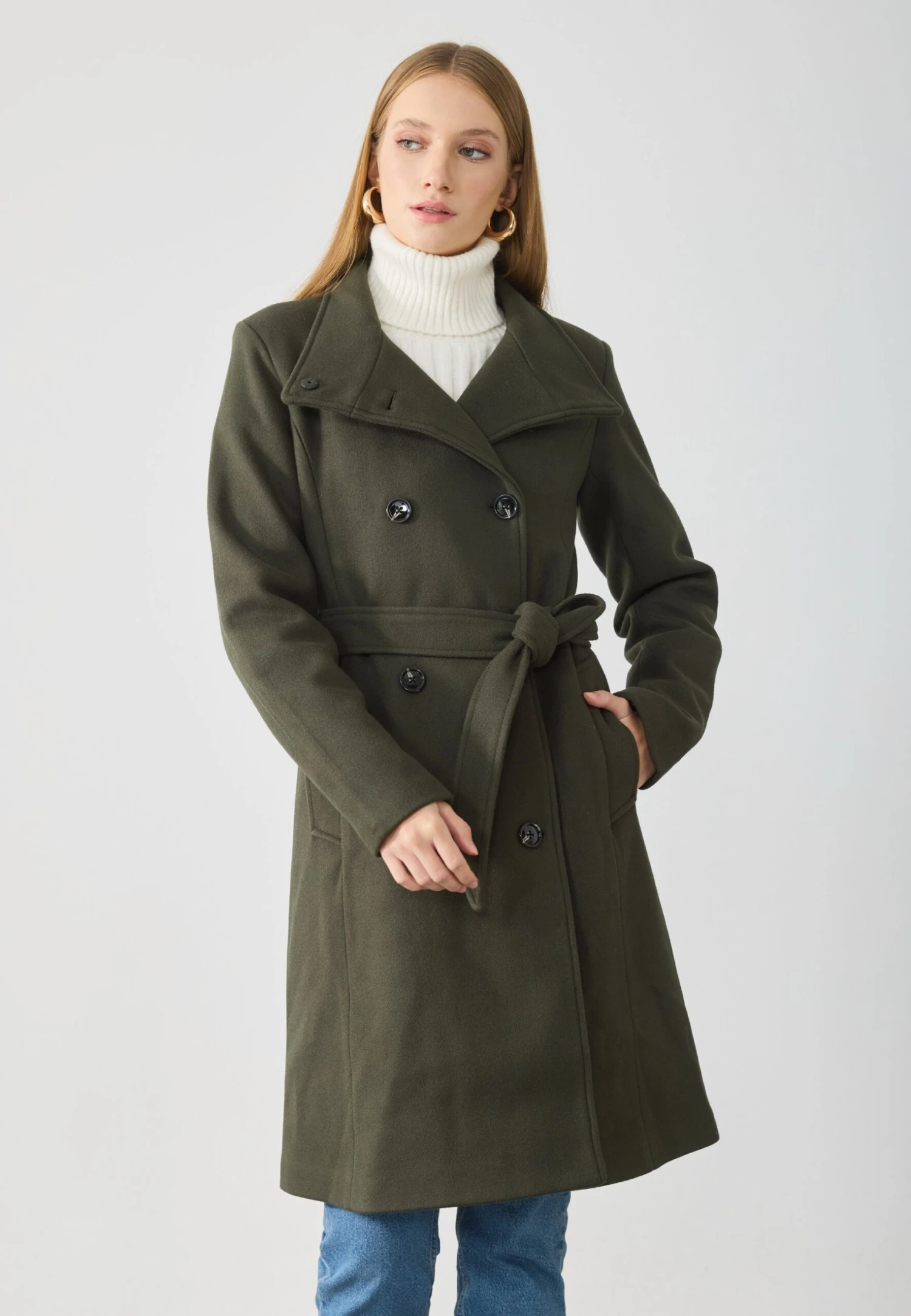 Anna Field Classic Coat - Dark Green 1 Anna Field Classic Coat - Dark Green