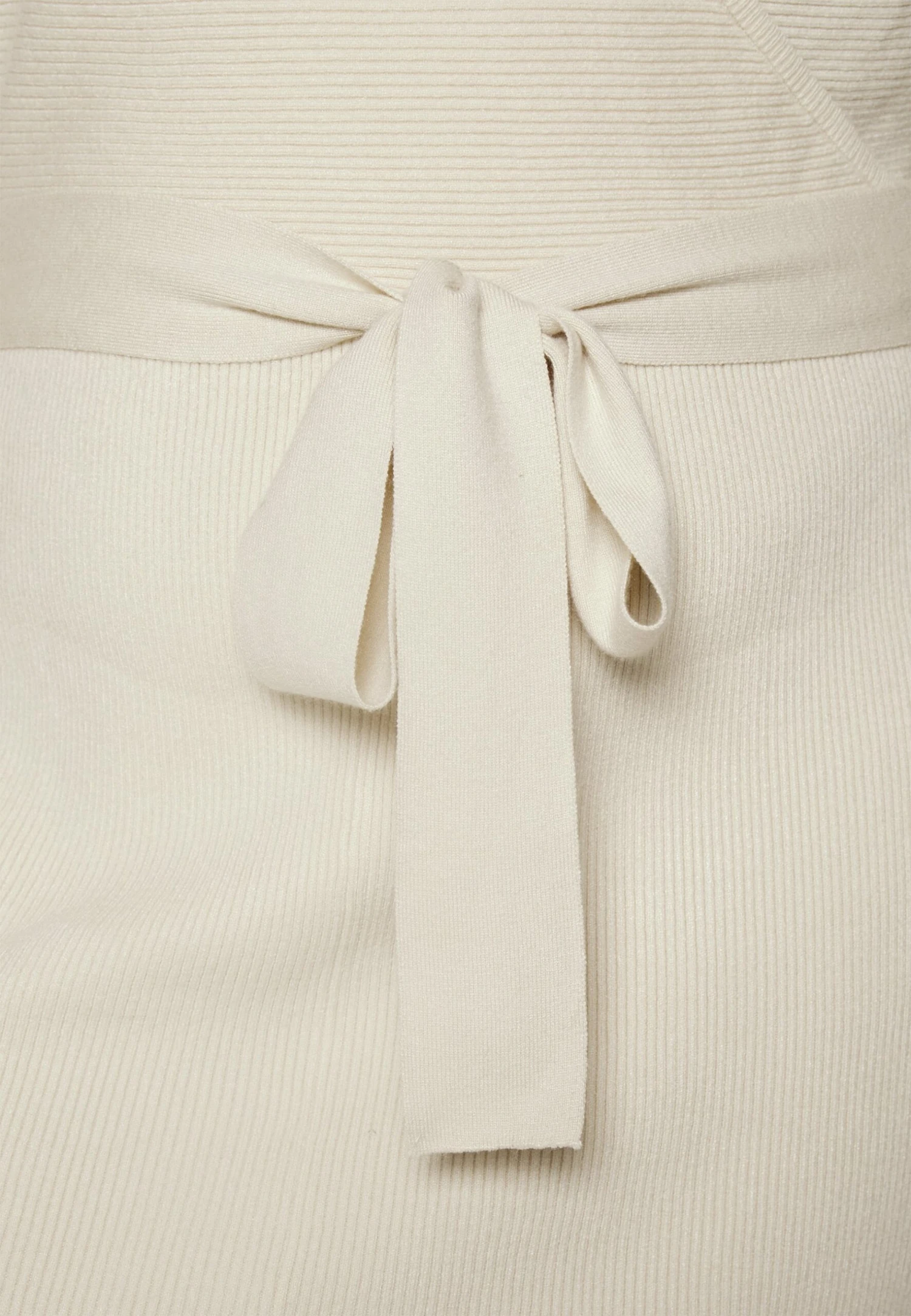 Wrap V Ausschnitt Mini Strickkleid Mit Gürtel - Jumper Dress - Off White 5 Wrap V Ausschnitt Mini Strickkleid Mit Gürtel - Jumper Dress - Off White - Image 5