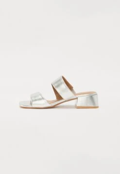 Anna Field Heeled Mules - Silver Coloured