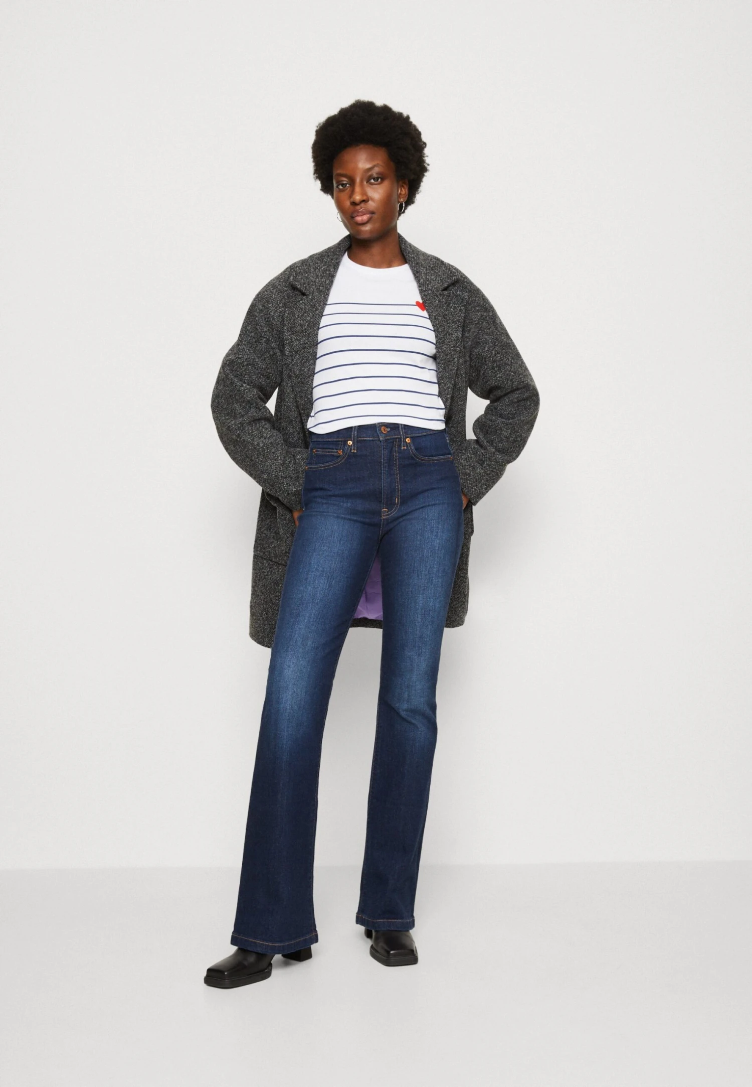 Anna Field Long Sleeved Top - White/Dark Blue 2 Anna Field Long Sleeved Top - White/Dark Blue - Image 2